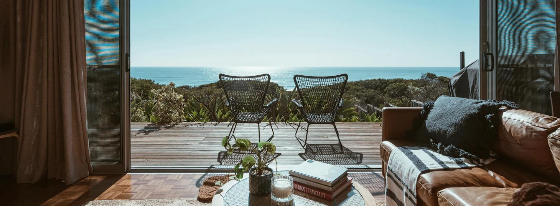 Terrace of villa overlooking the ocean